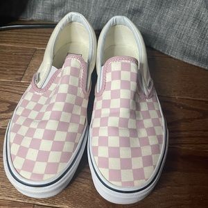 Checkered slip on vans